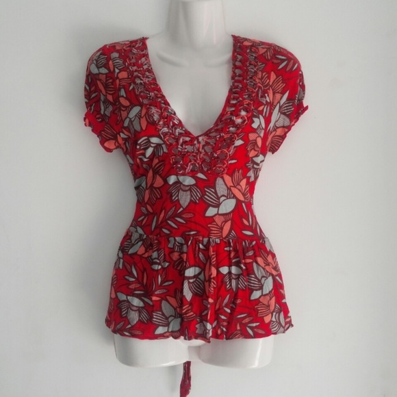 Anthropologie Tops - *SOLD* Anthropologie Deletta Knit Peplum Floral